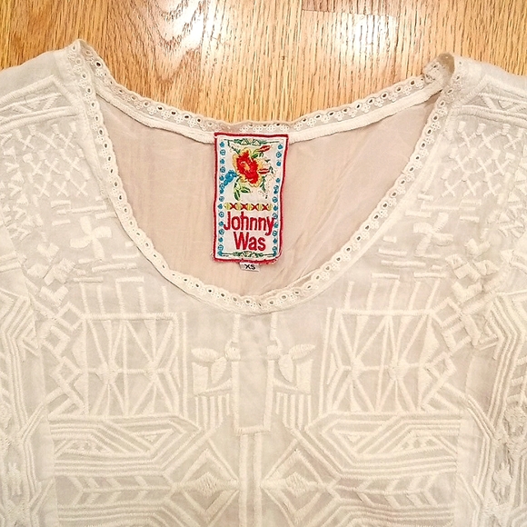 Johnny Was Embroidered Ivory Boho Tunic XS - Picture 4 of 8